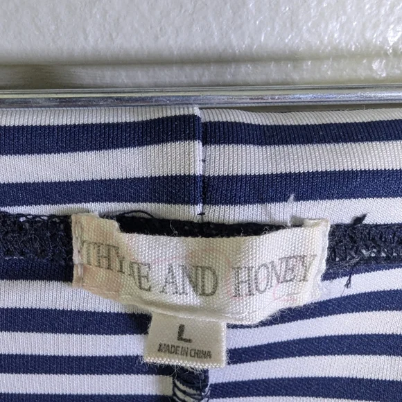 Thyme & Honey Striped Blue and White Pencil Skirt - Picture 6 of 10